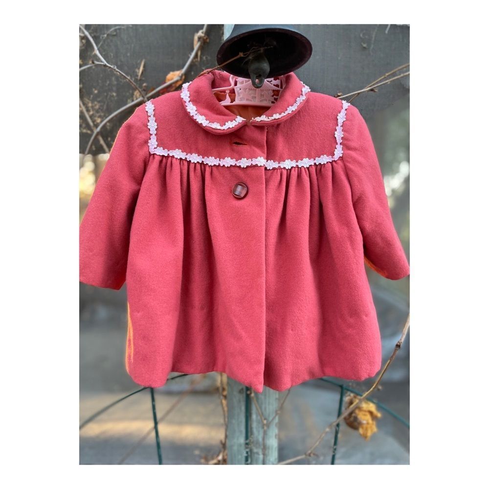 Vintage 60s Dress Coat Swing Formal Toddler Wool Floral